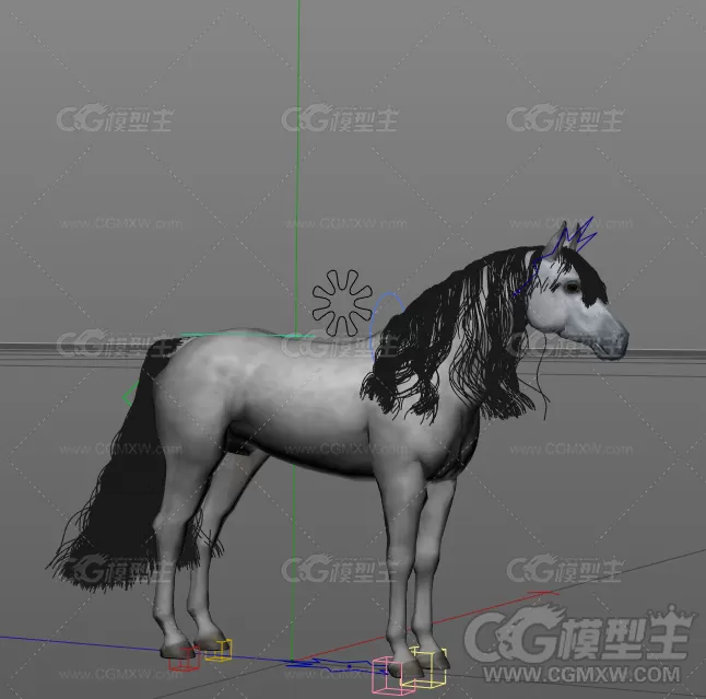 一匹白马C4D模型 带绑定和动画-3