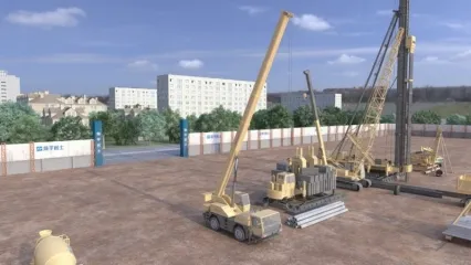 影视级3D模型 施工工地 挖掘机 旋挖机吊车 冲击钻机 拉锚机