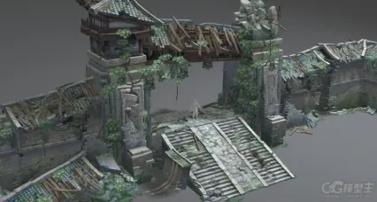 废墟翻屋建筑模型