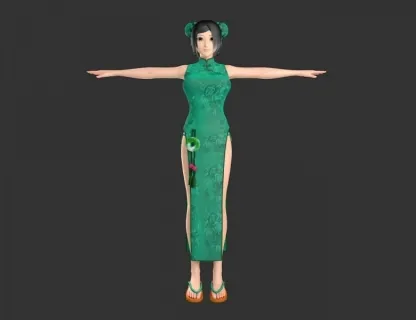 绿色旗袍美女