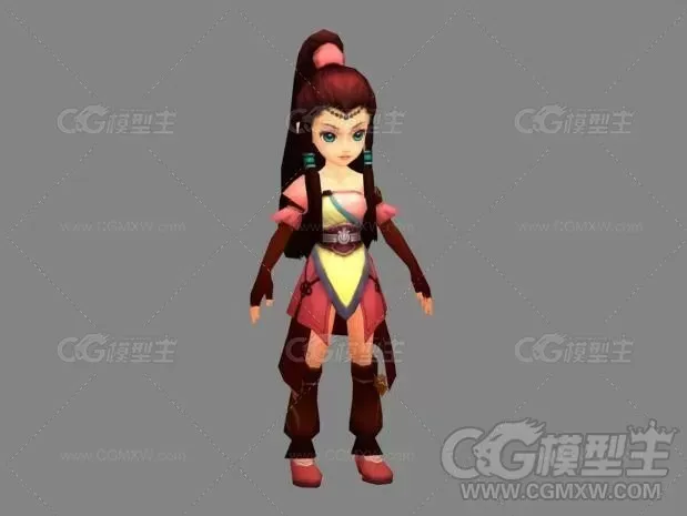 卡通小女孩3D模型-1