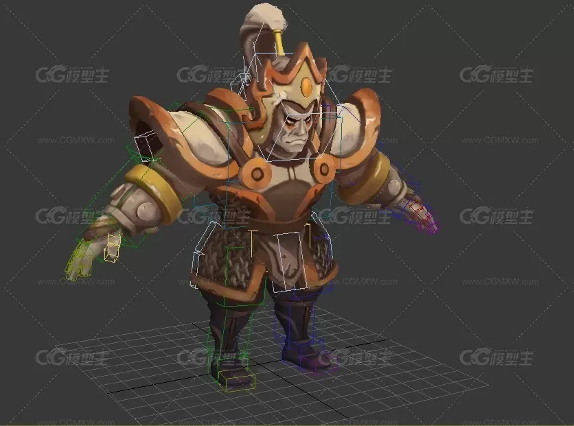 中国石像 石俑 将军 卡通人物雕像 3dmax动画-18