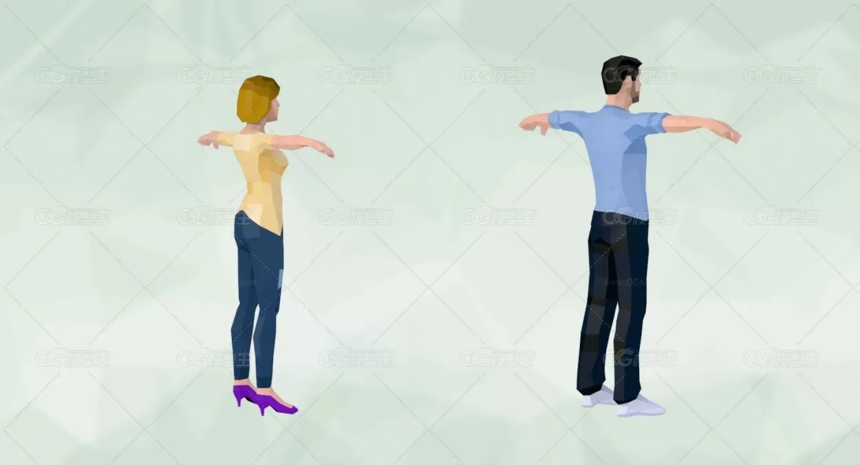 低多边形 扁平风格 人物 男人 女人 白领 老板 员工 快递员 中年人 lowpoly-2