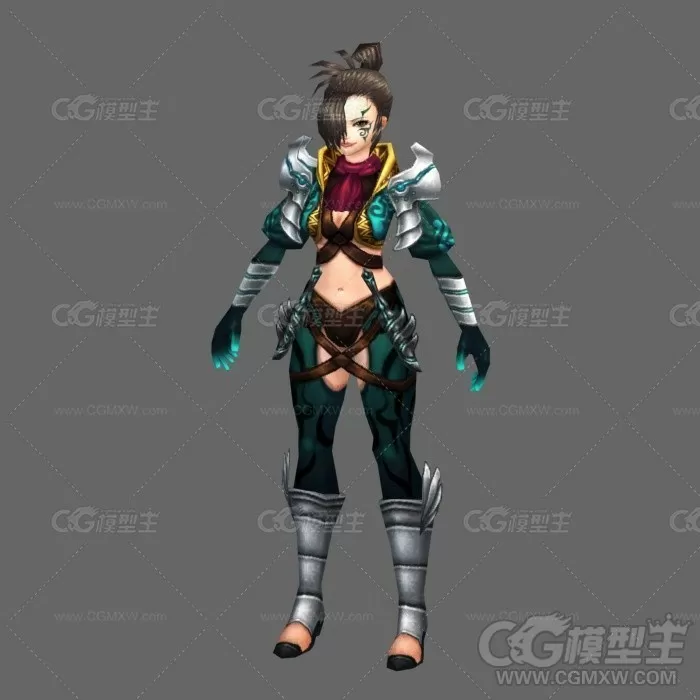 女刺客3D游戏角色模型-1