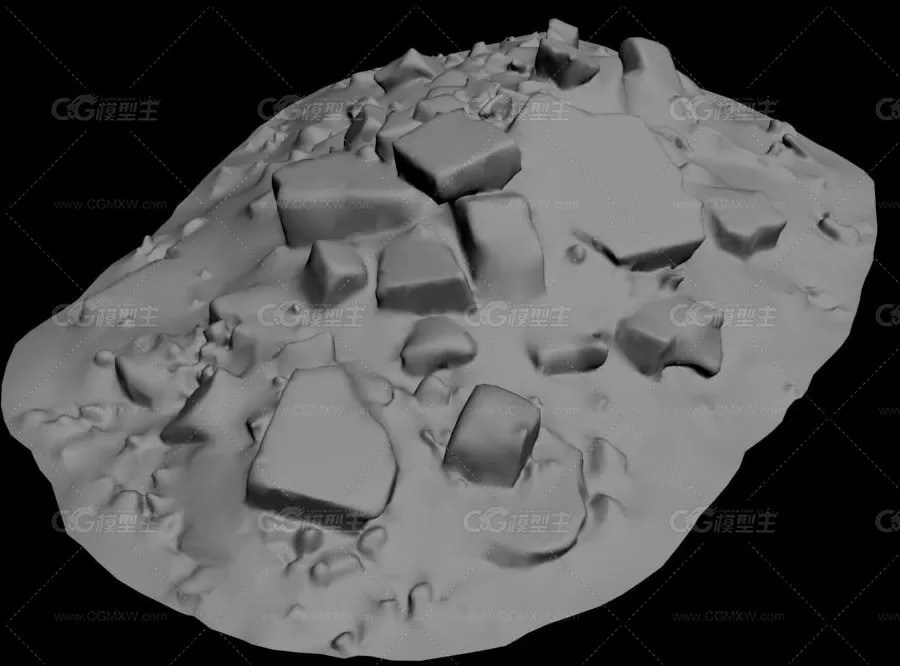 次时代砖头废墟模型，废墟，2K贴图内含obj文件，三种形态，高中低模型-2