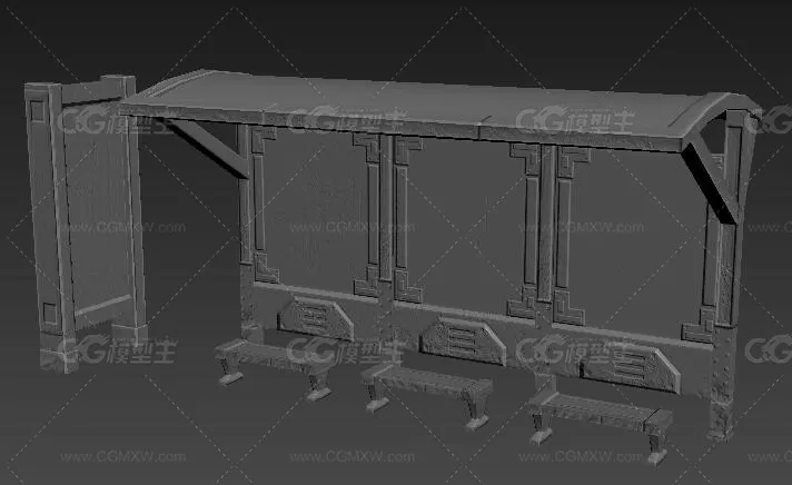 次时代写实公交车站台场景模型2K贴图，站台，车站，内含obj文件-4