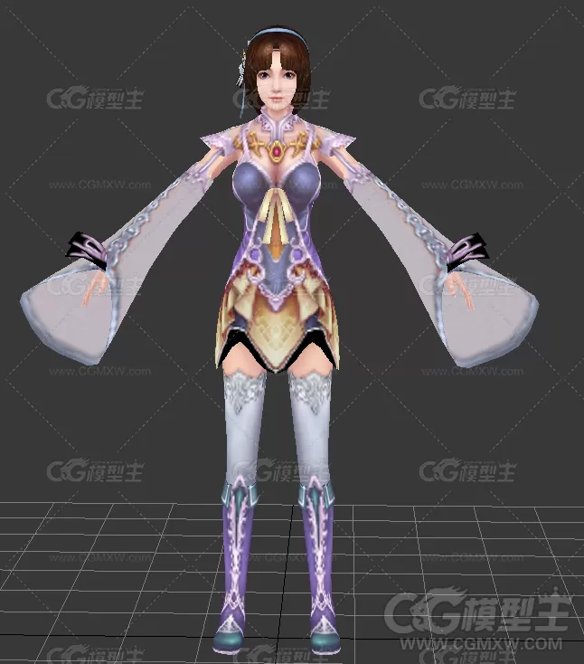 3D游戏美女角色模型 附带原画-1