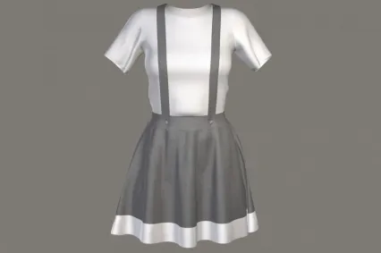 写实人物裙子 吊带服 背带服 都市女人服装 裙子  短袖短裙 俏皮小裙子