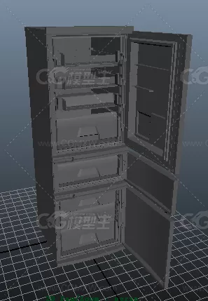 写实冰箱maya模型 带详细内部结构的家用三门冷冻冰箱maya模型免费下载！-2