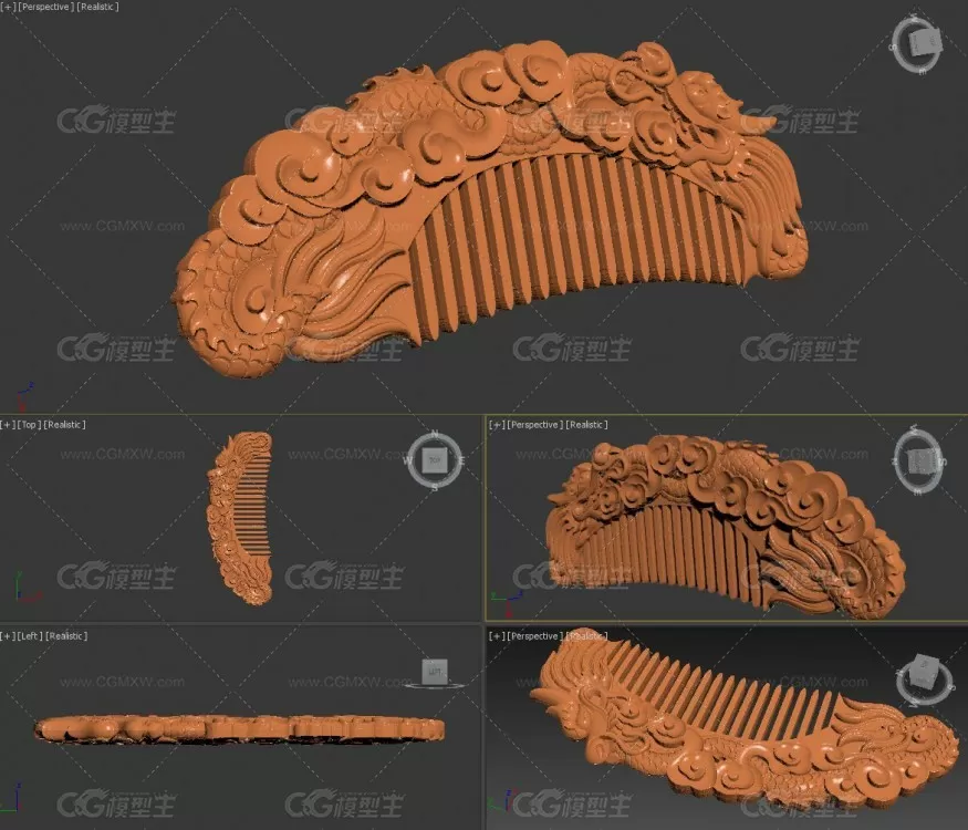 龙梳 stl模型-2