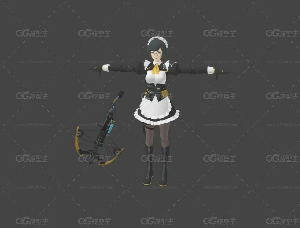 【首发特惠】3D模型素材三维日韩风人物fbx低模二次元美术3dmax游戏角色模型-9