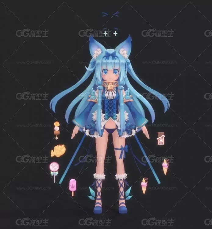 一套【灵气王国】Q版游戏角色3D模型-2