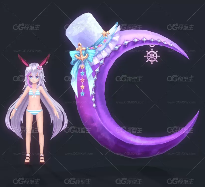 一套【灵气王国】Q版游戏角色3D模型-4