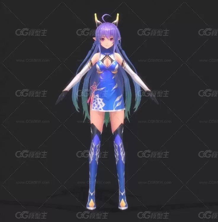 一套【灵气王国】Q版游戏角色3D模型-11