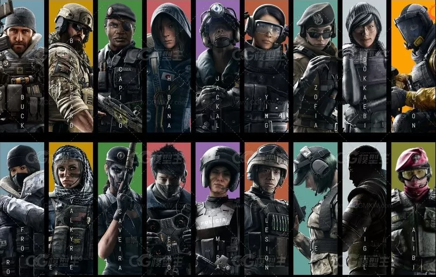 彩虹六号：围攻全套角色 Rainbow Six 模型+骨骼 次世代角色3D模型合集-1