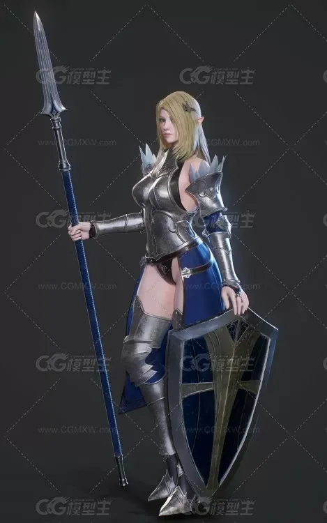人物模型高精度 次时代 女战士3D模型-3