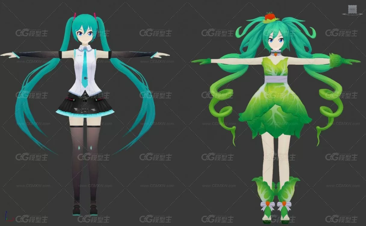 《初音未来》人物模型 二次元 卡通风格-3