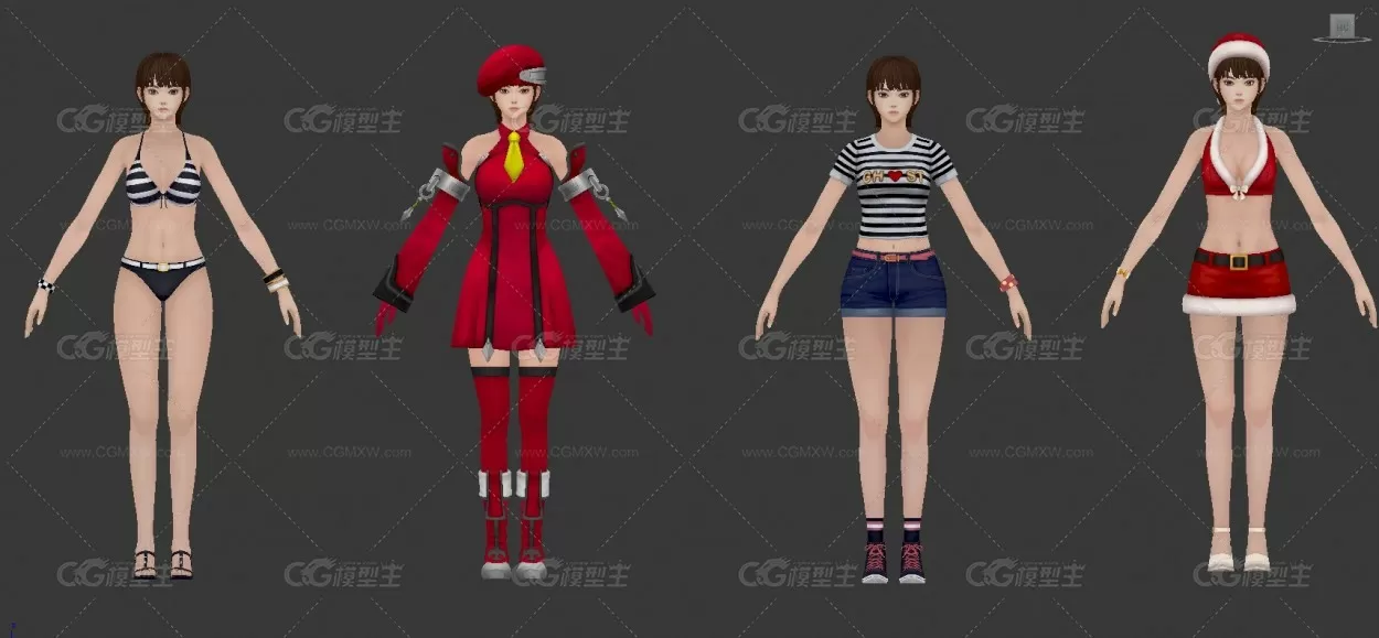 较全的日式学生服装3D模型-2