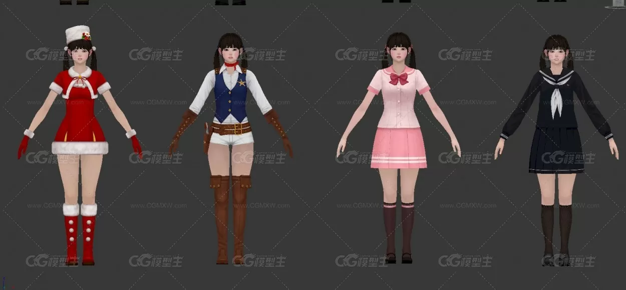 较全的日式学生服装3D模型-6