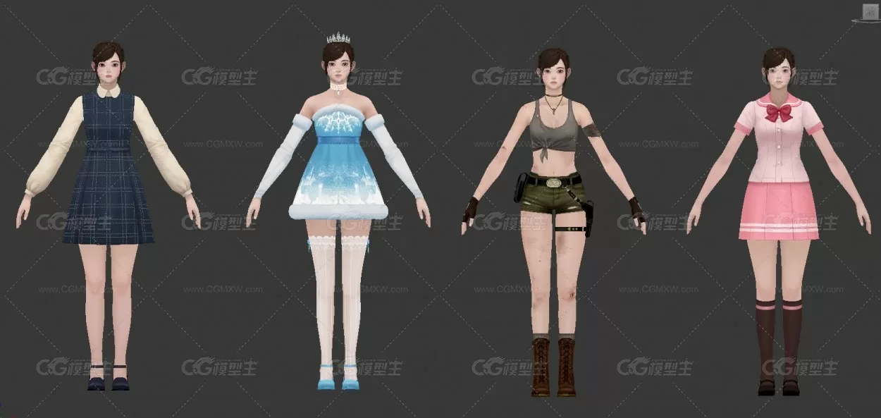 较全的日式学生服装3D模型-8