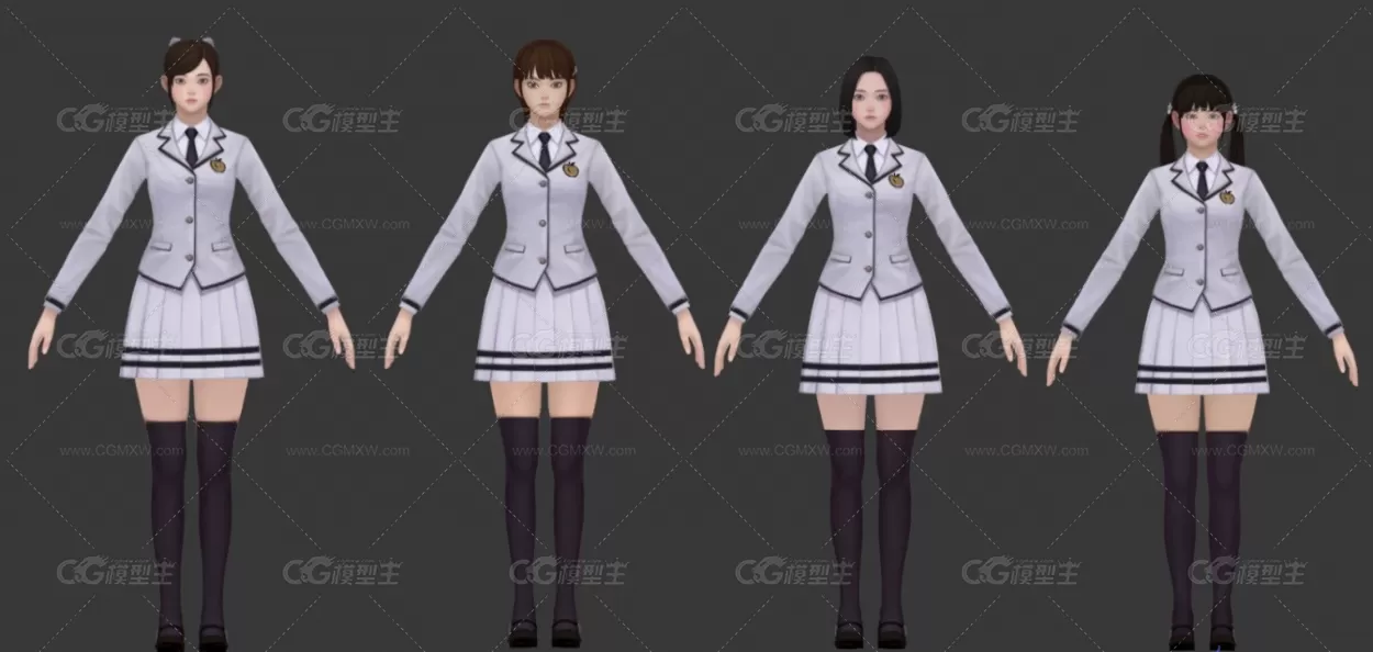 较全的日式学生服装3D模型-10