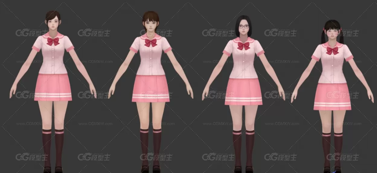 较全的日式学生服装3D模型-12