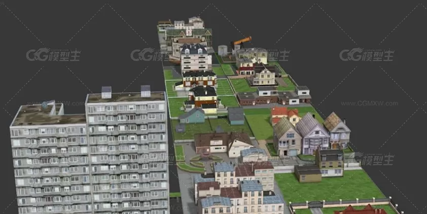 现代城市商业区住宅别墅区工业工厂区3DMax模型带材质-4