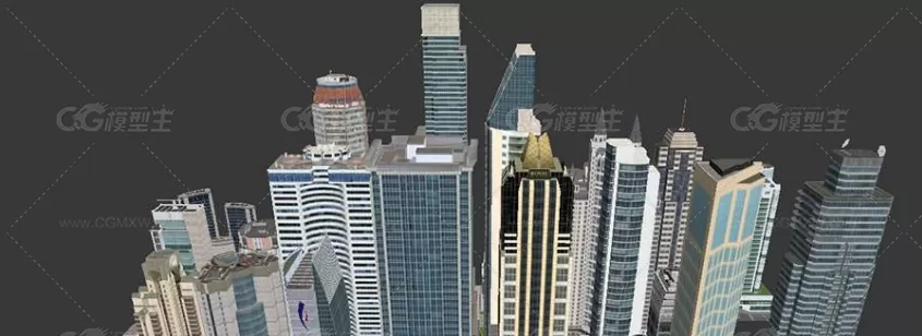 现代城市商业区住宅别墅区工业工厂区3DMax模型带材质-5