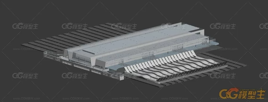 高铁站3dmax场景模型下载！有铁轨和动车高铁列车的地铁站高铁站火车站场景3dmax模型！-3