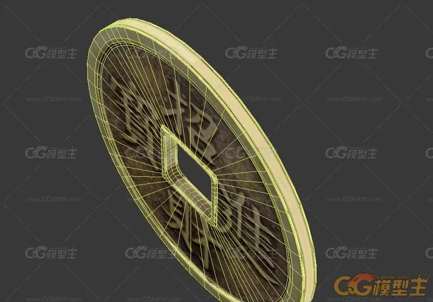 一枚古代铜钱3d模型-3