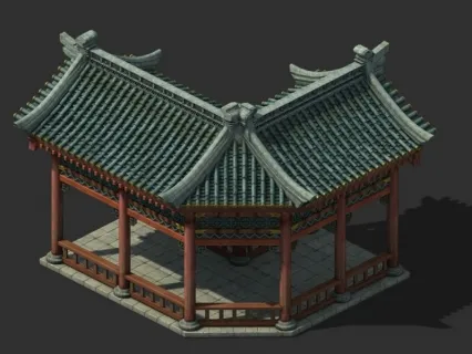 中古建筑模型_医馆走廊