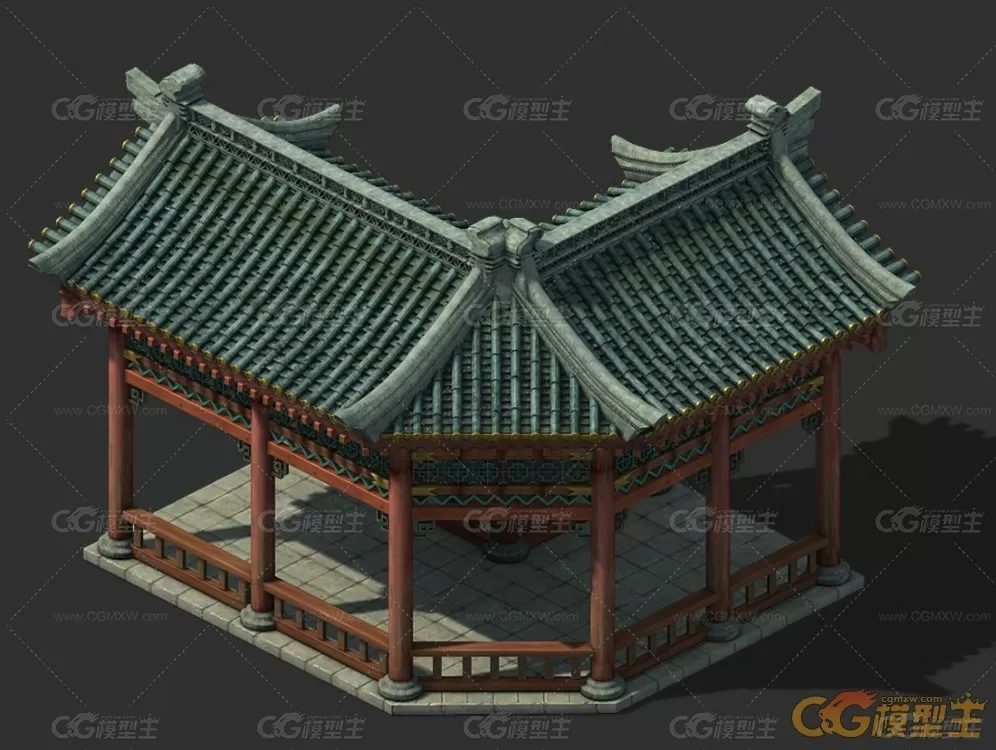 中古建筑模型_医馆走廊-1