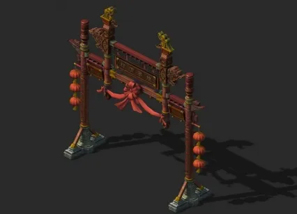 中古建筑模型_旗亭牌坊