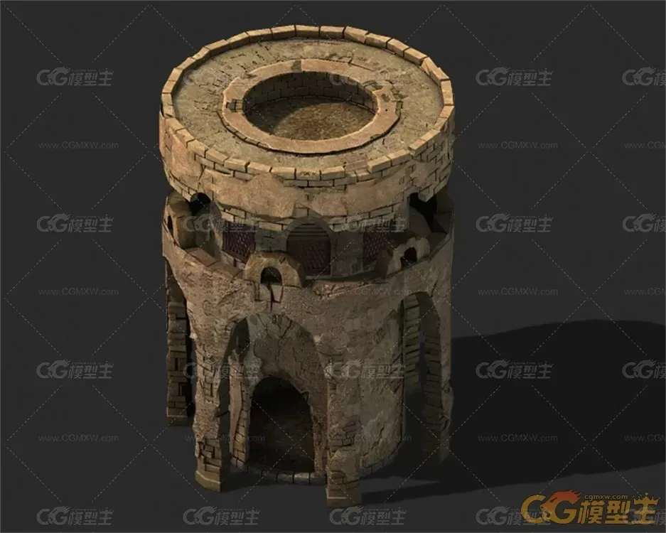 中古建筑模型_圆形建筑-1