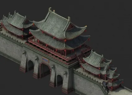 中古建筑模型-开封城门