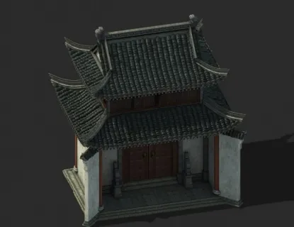 中古建筑模型__徽派建筑阁楼