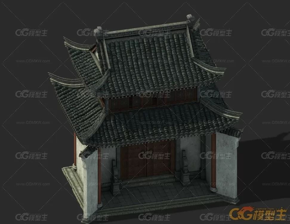 中古建筑模型__徽派建筑阁楼-1