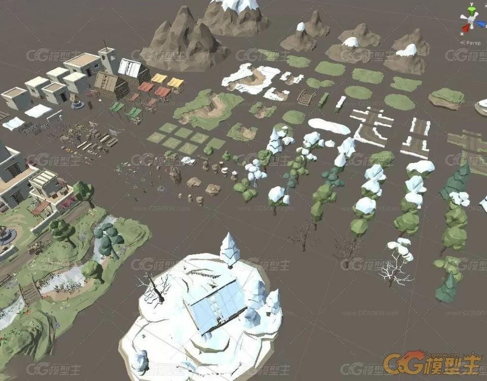 unity3D雪山下的小村庄 Q版野外场景-4