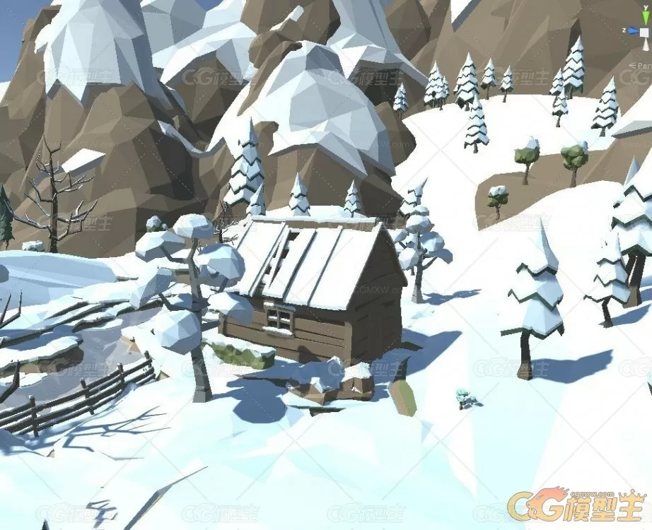 unity3D雪山下的小村庄 Q版野外场景-5