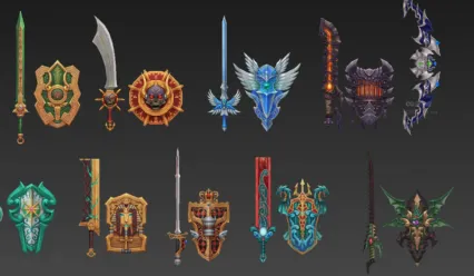 一套精美Q版游戏武器3D模型