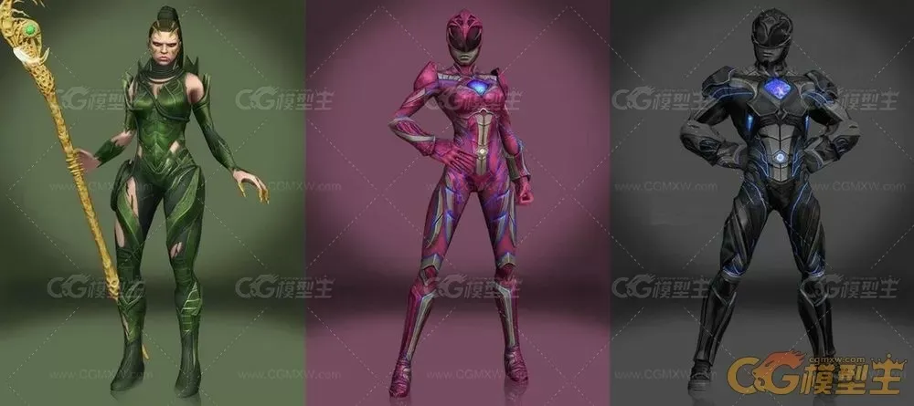 超凡战队全组+反派女王3D模型 女英雄CG资源合集下载-3