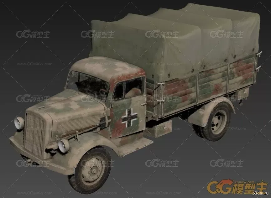 次世代卡车，低模大卡车，车辆，汽车，运兵车，货车，绿皮卡车，大篷车，运输车 卡...-1