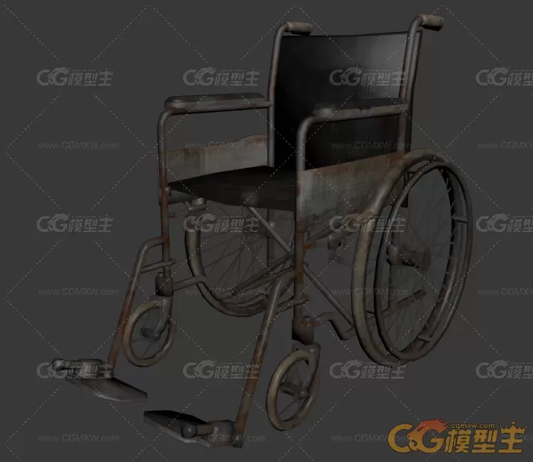 次时代简模PBR轮椅 老式轮椅 破旧的轮椅 医疗器械 残疾 医院 写实轮椅 恐怖游戏模型-1
