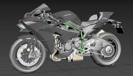 川崎忍者h2r摩托车3D模型