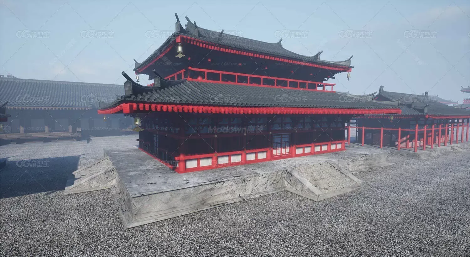 日式建筑中国古建亭台模型合集套装-1