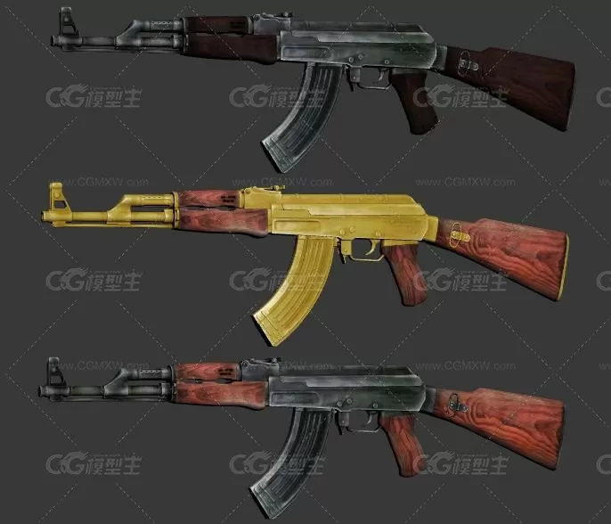 次世代 写实 AK47突击步枪 步枪 自动步枪 冲锋枪 枪械 消音器 武器 热武器 现代兵...-1