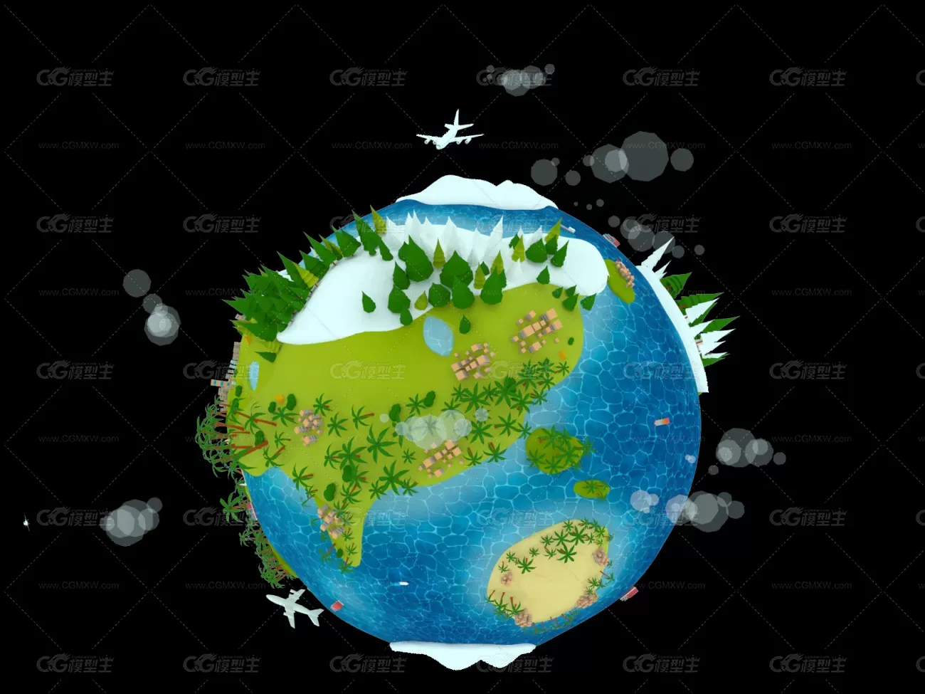 地球，地球村，生态地球环境，卡通地球，地球城市，海陆空设备齐全-2