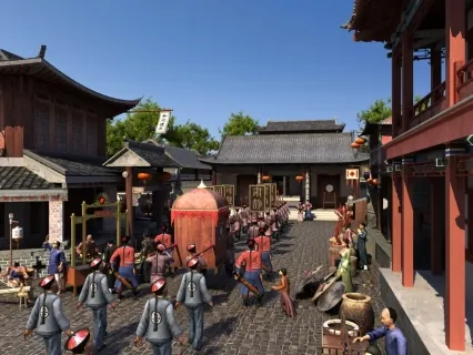 古代商业街，古代官差抬轿，府衙，清朝官兵，古建筑