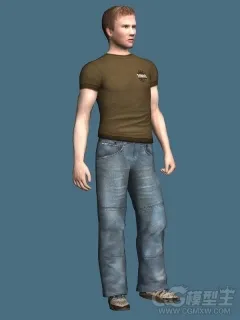 穿休闲牛仔裤的男人模型
