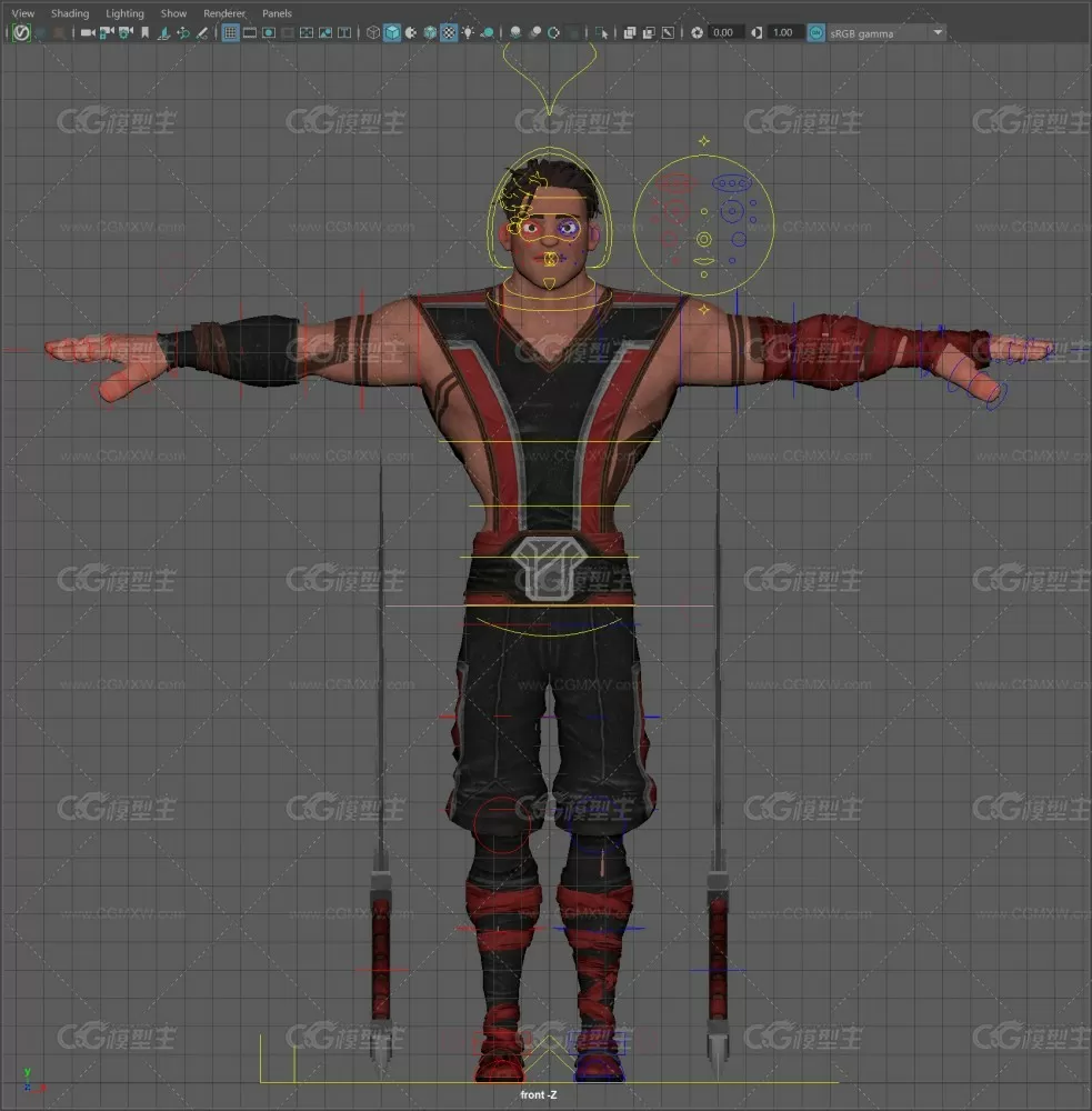 Ninja Rig full textured and rigged-3